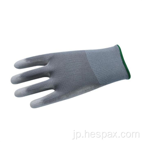 Hespax安いグレーPUワークグローブシームレスな工業
